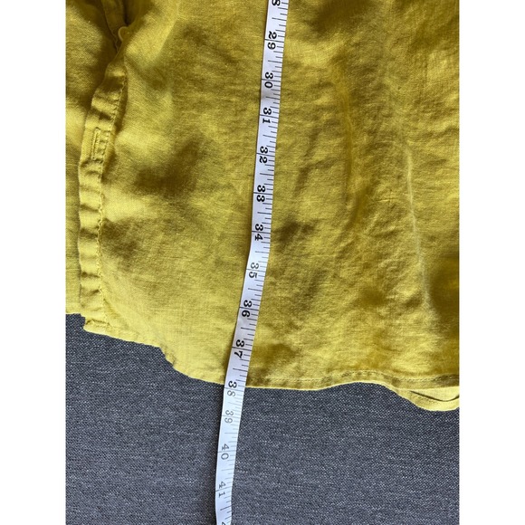 CP Shades XL Chartreuse Linen Button Down Long Sleeve Tunic Dress Lagenlook - Picture 8 of 8